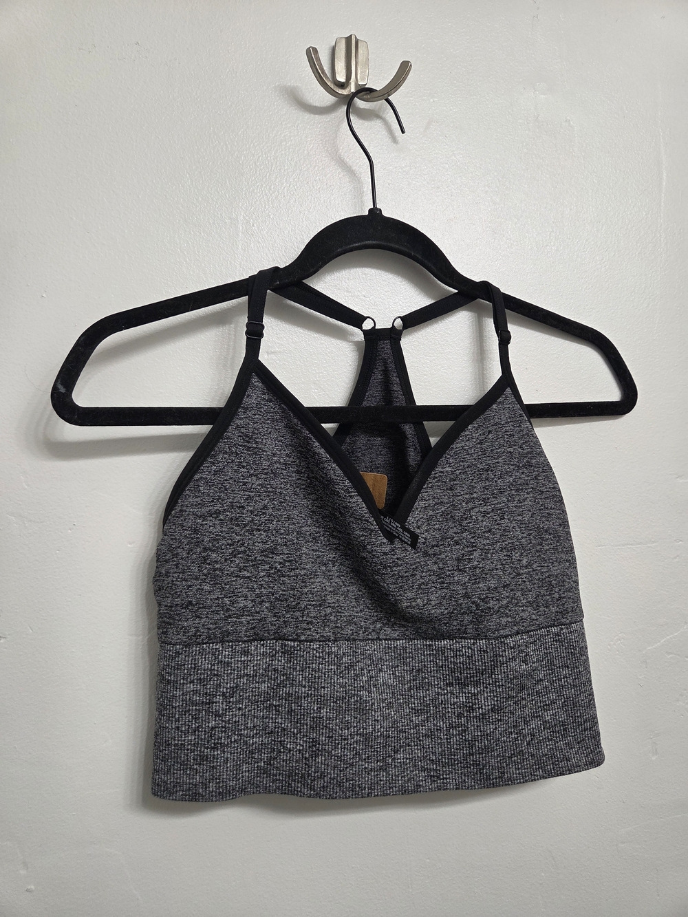 PINK Victoria's Secret Gray and Black Strappy Sports Bralette